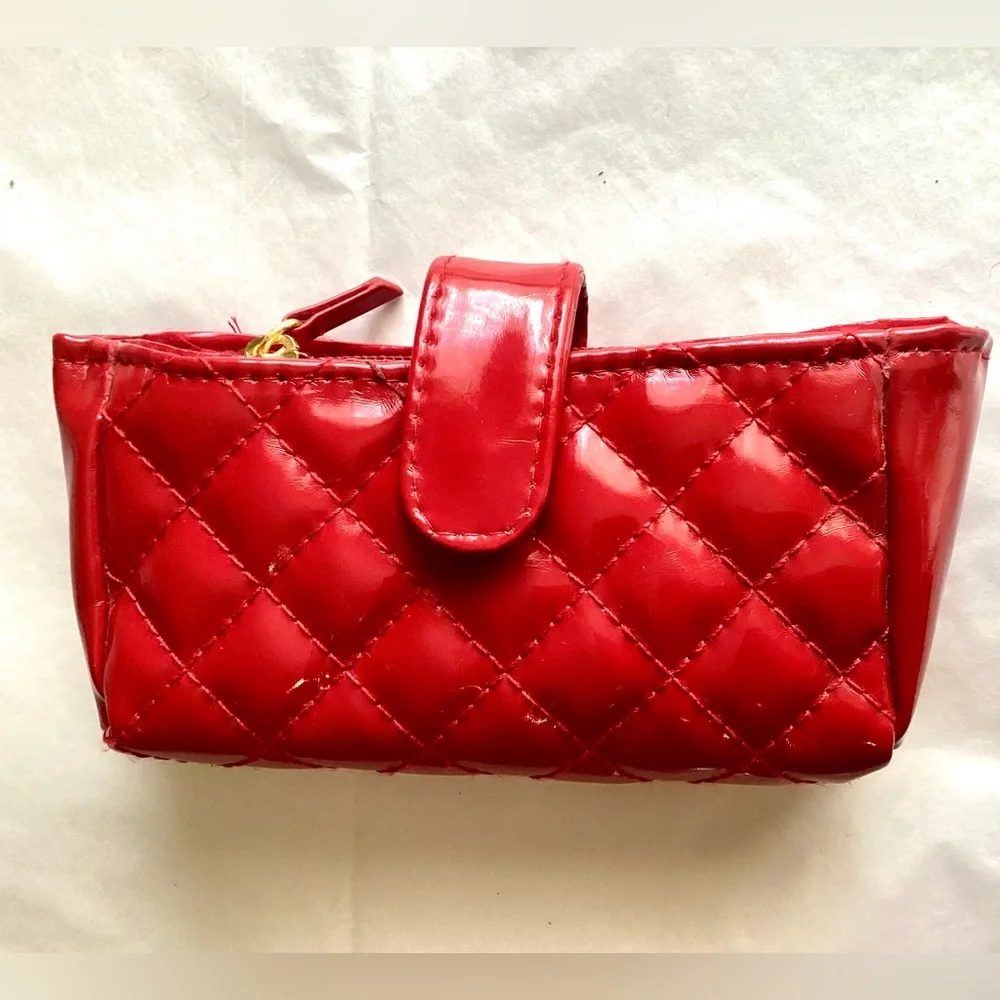 New❣️ Red Gold Patent Leather Zipper Bag